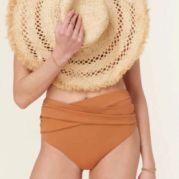 ANDIE SWIM The Barbados Bikini Bottom Womens Small Chestnut Orange High Rise NWT - Picture 1 of 11